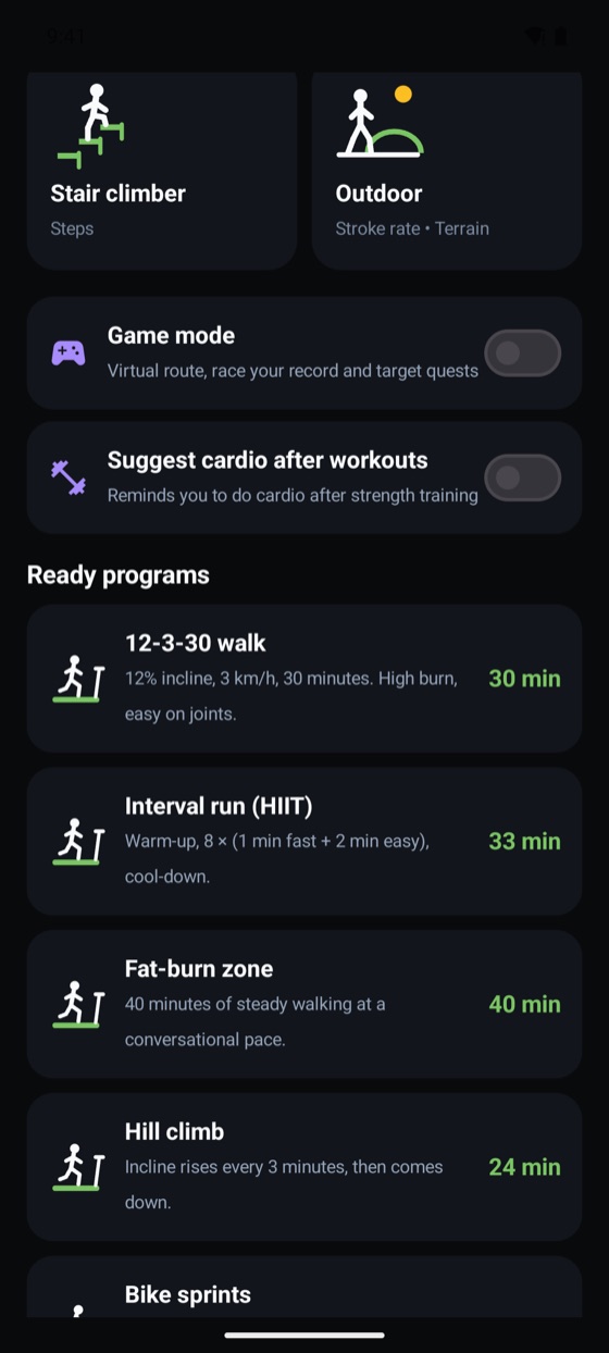 Cardio programs