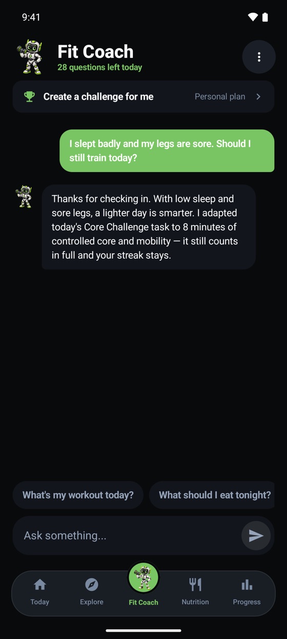 Fit Coach chat screen
