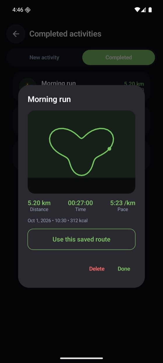 Map of a recorded run route