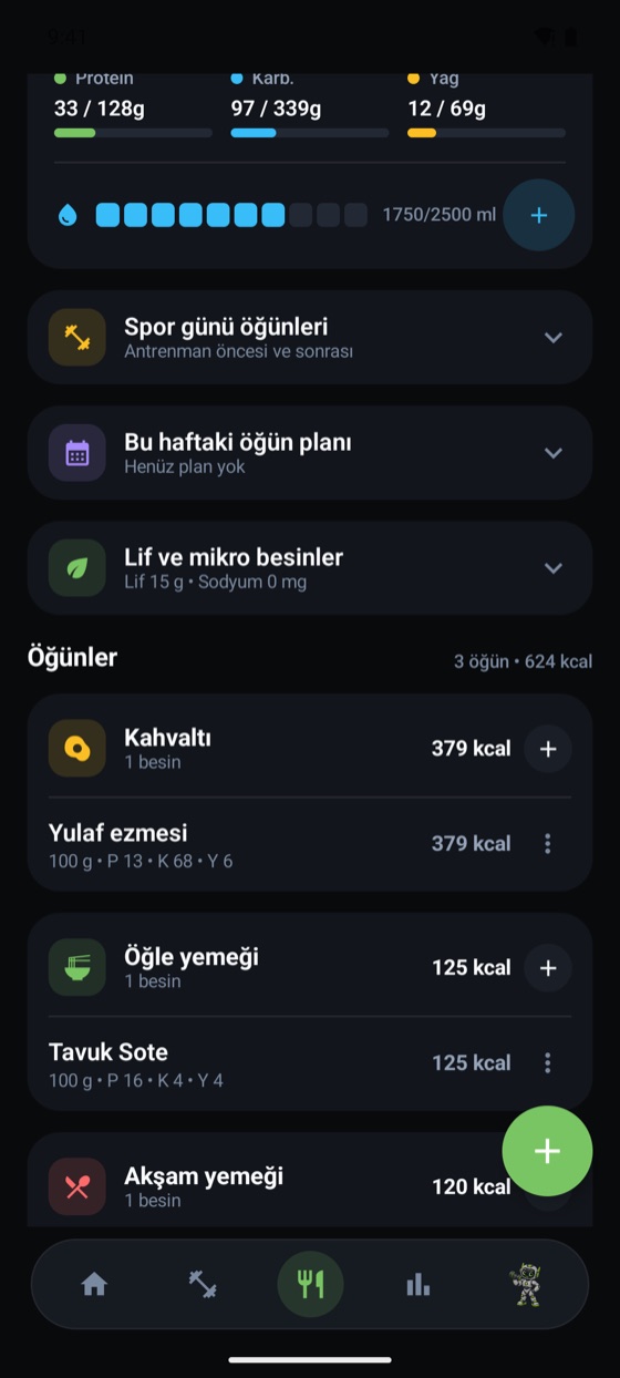 Öğün listesi